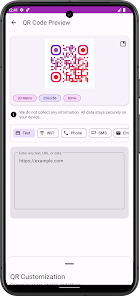 QR Code Preview and export options