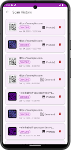 Scan history with categorized results